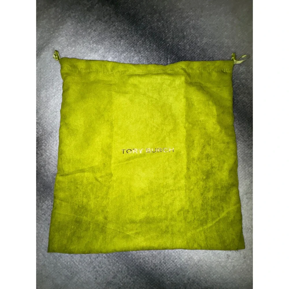 (CL) Tory Burch Velveteen Dust Bag Lime Green Drawstring Handbag Storage L NWOT